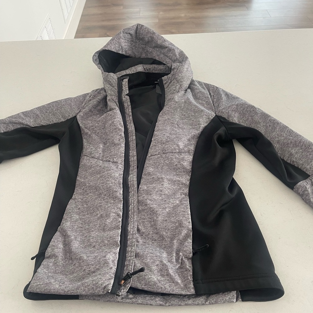 Gray and Black Hooded Jacket